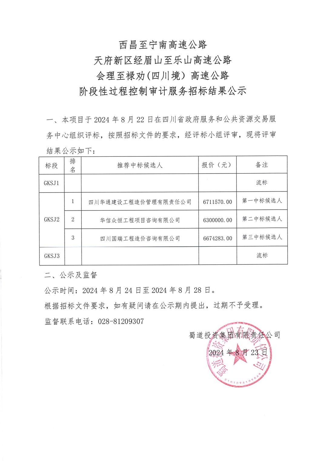 西昌至宁南高速公路、天府新区经眉山至乐山高速公路、会理至禄劝（四川境）高速公路阶段性过程控制审计服务招标结果公示（官网）_00.jpg